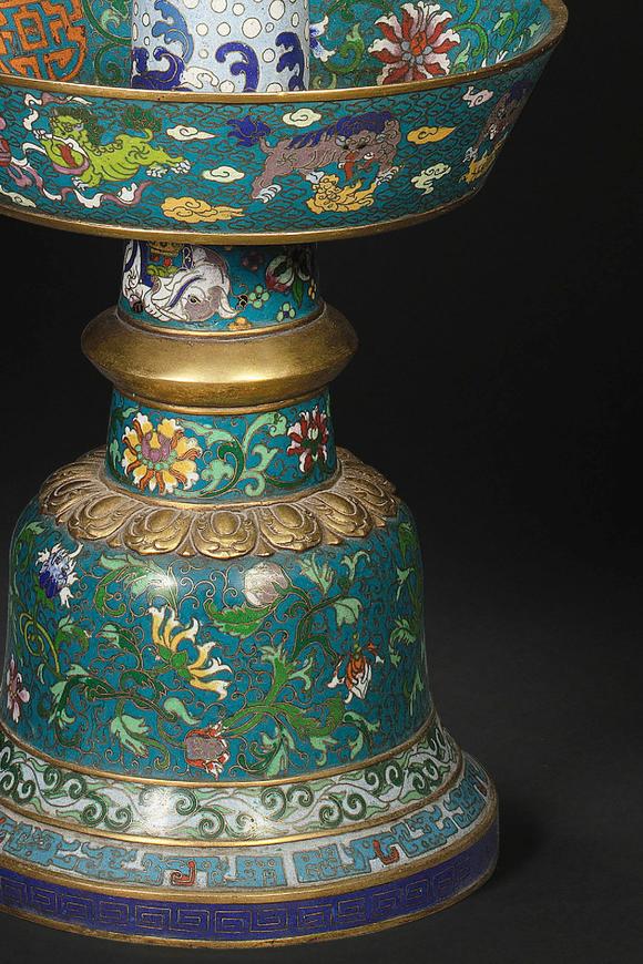 a pair of closionne lamp holder from qing 清代景泰蓝烛台一对