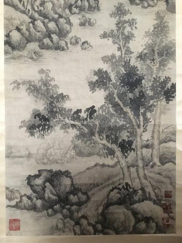 元 吴镇 (1280-1354) 山水 精品 乾隆-石渠定鉴,罗振玉 旧藏,明清权威