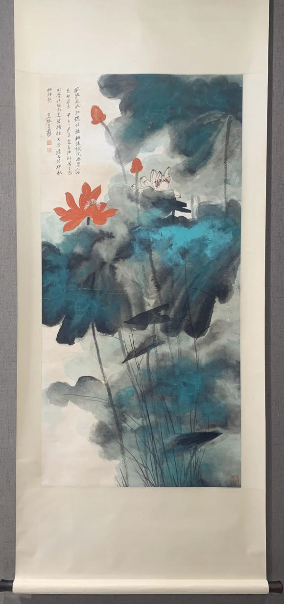 张大千 泼彩荷花高清大图_易拍全球瑞平拍卖艺苑掇英—中国书画无底价