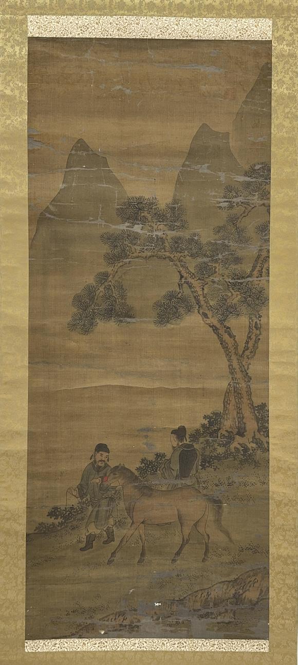 古龍會(huì)在印 古畫 山水人物図 軸