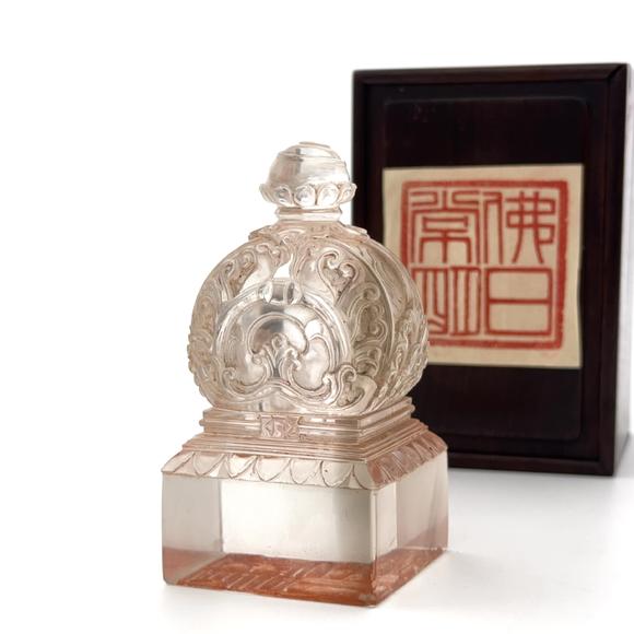 古龍會(huì)清 水晶雕 佛塔印章
