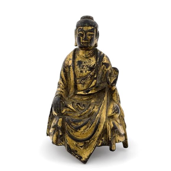 古龍會唐 青銅鎏金 釈迦牟尼坐像