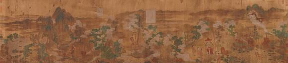 Horizontal Enchère Antique Green-and-Blue Scroll of Immortal Landscape