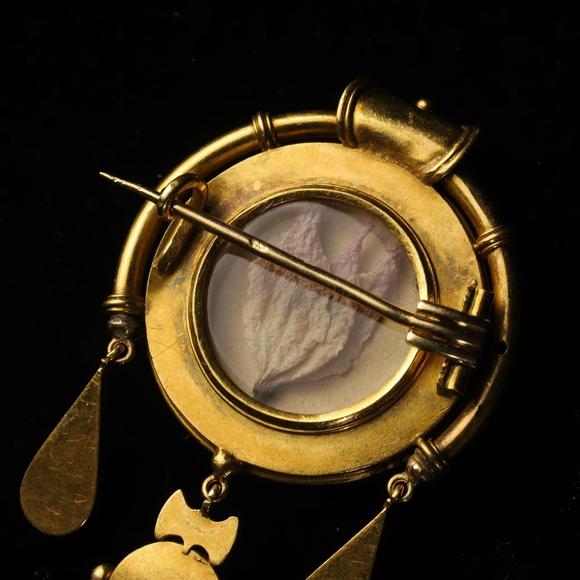 Horizontal Enchère Victorian Italian Gold Micro Mosaic Convertible Brooch Pendant