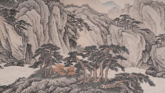 弘楊株式會社張大千紙本山水圖畫手卷