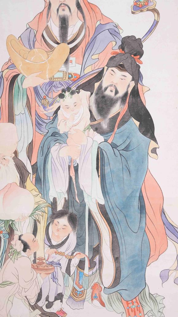 弘楊株式會社馮超然紙本福祿壽三星圖畫