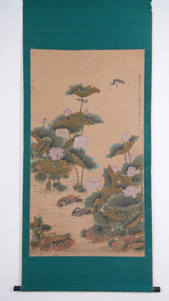 弘楊株式會(huì)社沈銓絹本荷花鴛鴦圖畫