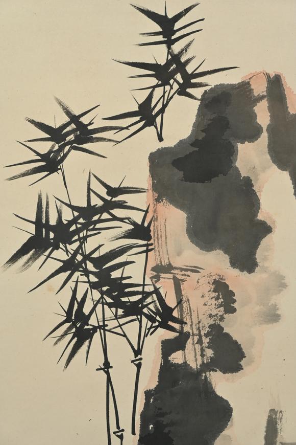 三杉美術(shù)邱受成 竹石雙蛙圖
