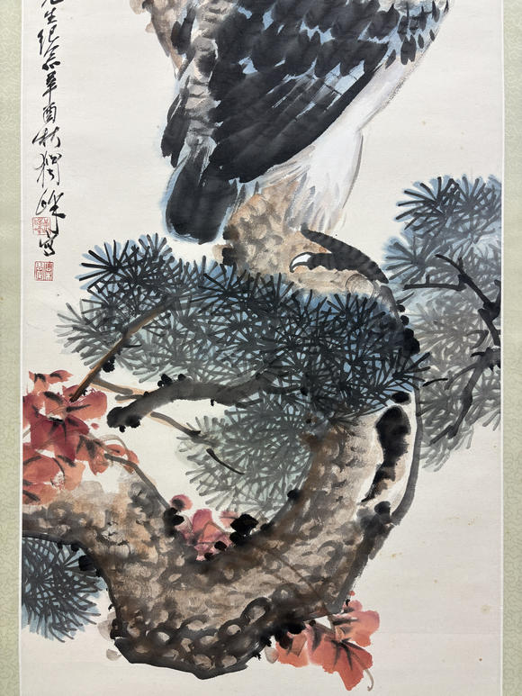 三杉美術(shù)黃獨峰 為伊藤正文先生畫松鷹圖
