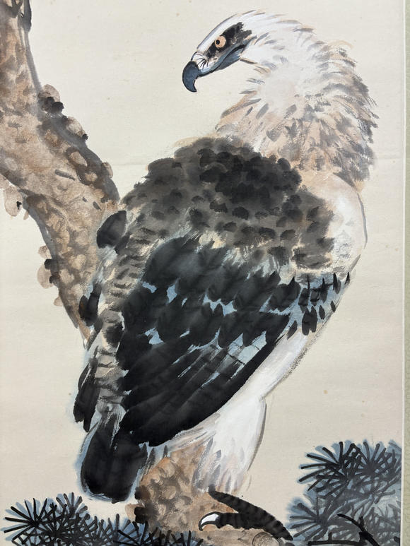 三杉美術(shù)黃獨(dú)峰 為伊藤正文先生畫(huà)松鷹圖