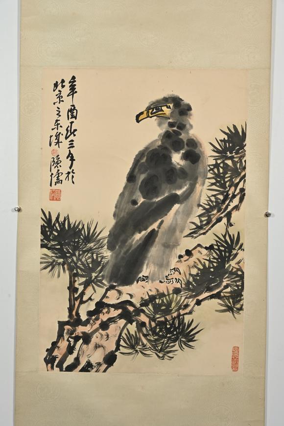 三杉美術魏隱儒 松鷹圖