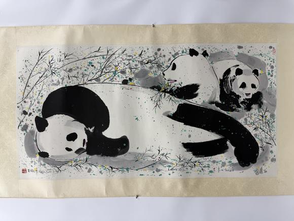 三杉美術(shù)吳冠中 八十年代限量木版水印 大熊貓