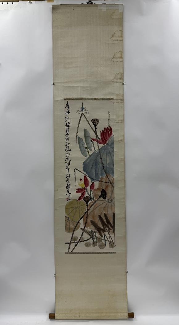 三杉美術(shù)齊白石 紅荷蜻蜓圖