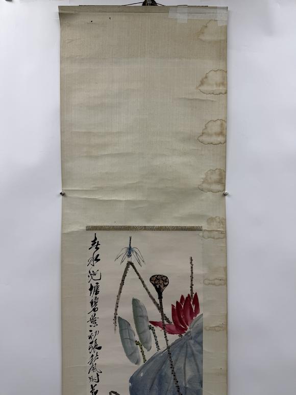 三杉美術(shù)齊白石 紅荷蜻蜓圖