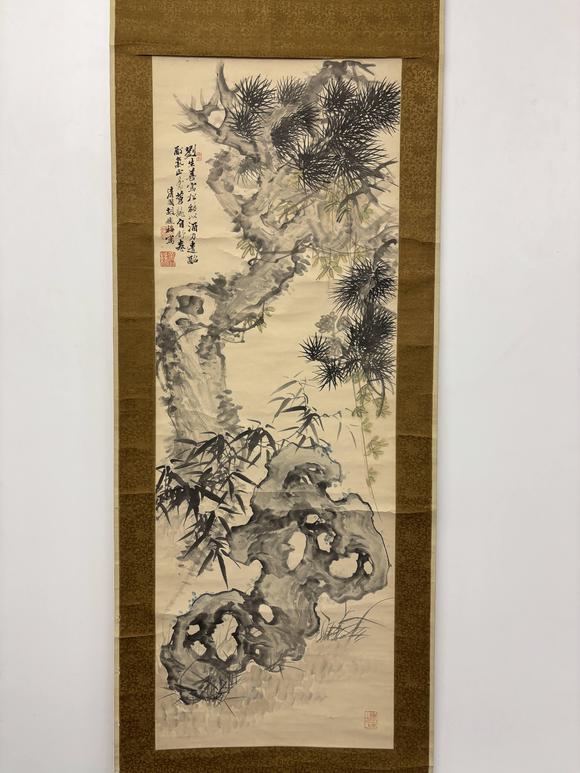 三杉美術(shù)胡鐵梅 松竹壽石圖