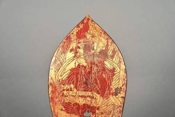 三杉美術(shù)銅漆金火焰紋佛光背光