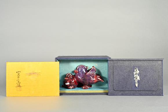 三杉美術(shù)鈞釉鴛鴦擺件