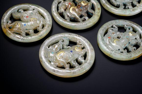 隆德拍賣株式會社古玉鑲金璧四點