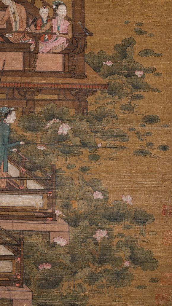 隆德拍賣株式會(huì)社謝環(huán)絹本夏荷賞園圖立軸