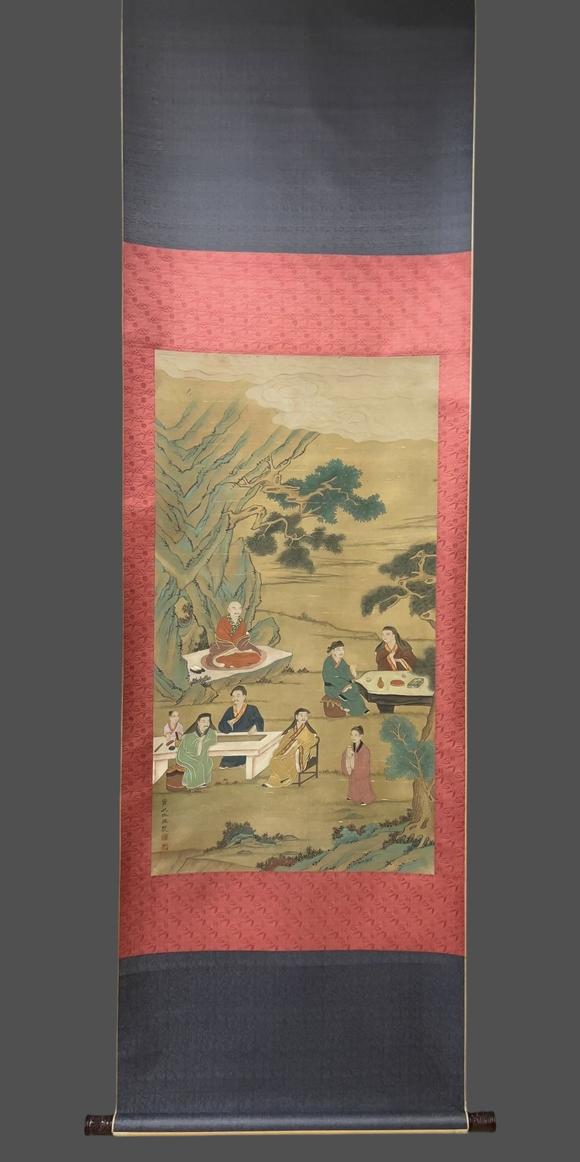 蘭亭古美術(shù)オークション仇英 竹林七賢 立軸絹本設(shè)色