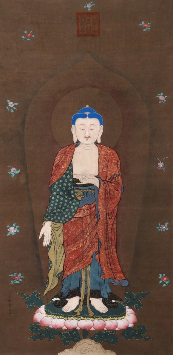 蘭亭古美術(shù)オークション唐伯虎 佛像 立軸絹本設(shè)色