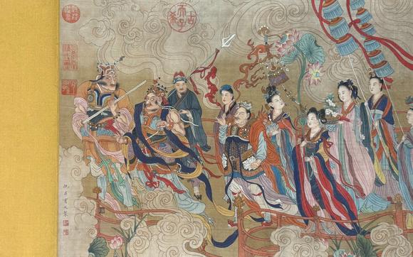 蘭亭古美術オークション仇英 八十七神仙珍品卷 手卷絹本設色