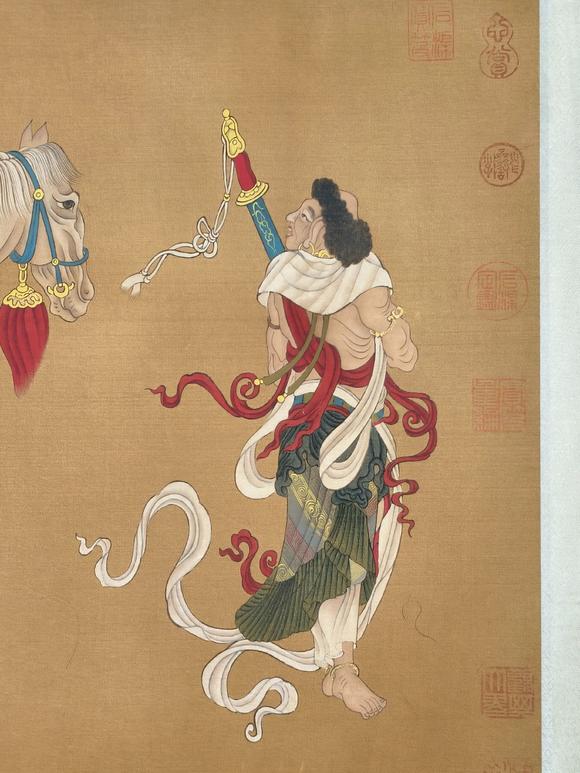 蘭亭古美術(shù)オークション趙松雪 人馬圖手卷 手卷絹本設(shè)色