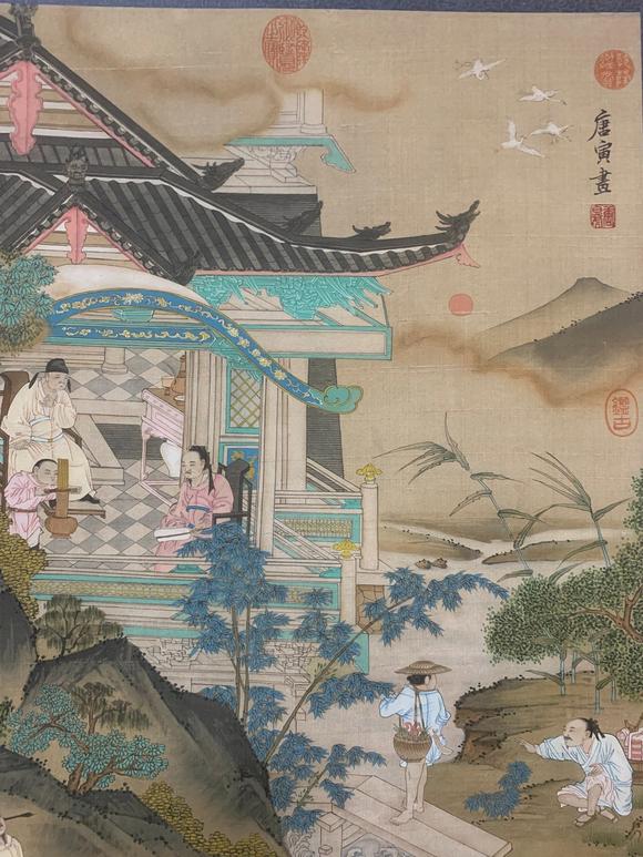 蘭亭古美術(shù)オークション唐伯虎 人物故事圖 立軸絹本設(shè)色