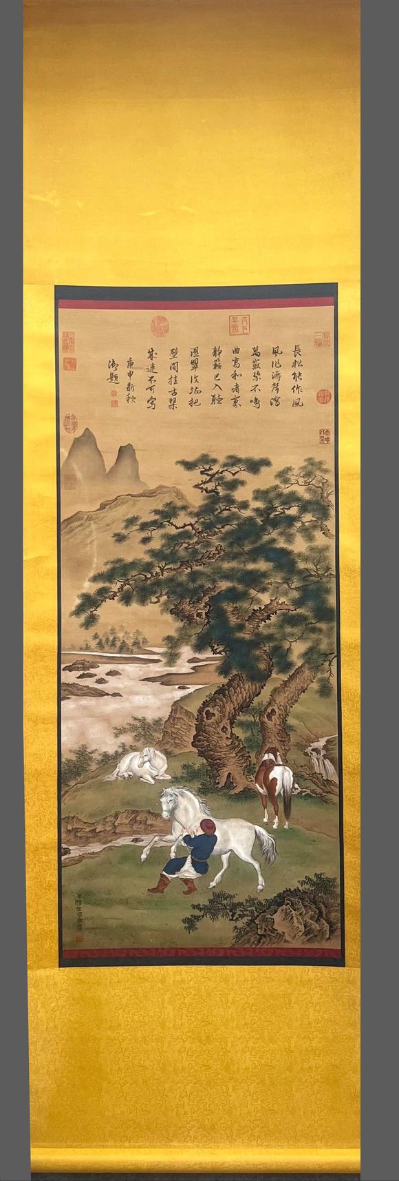 蘭亭古美術(shù)オークション郎世寧 馭馬圖 立軸絹本設(shè)色