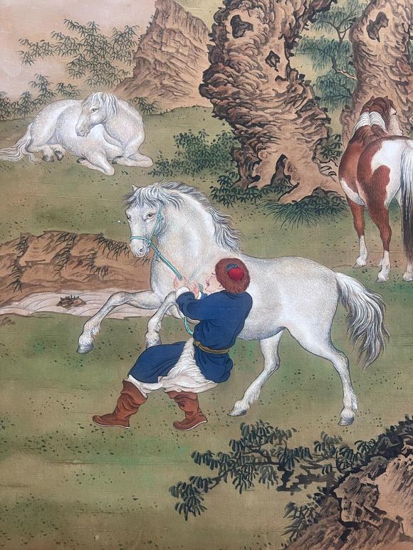 蘭亭古美術(shù)オークション郎世寧 馭馬圖 立軸絹本設(shè)色