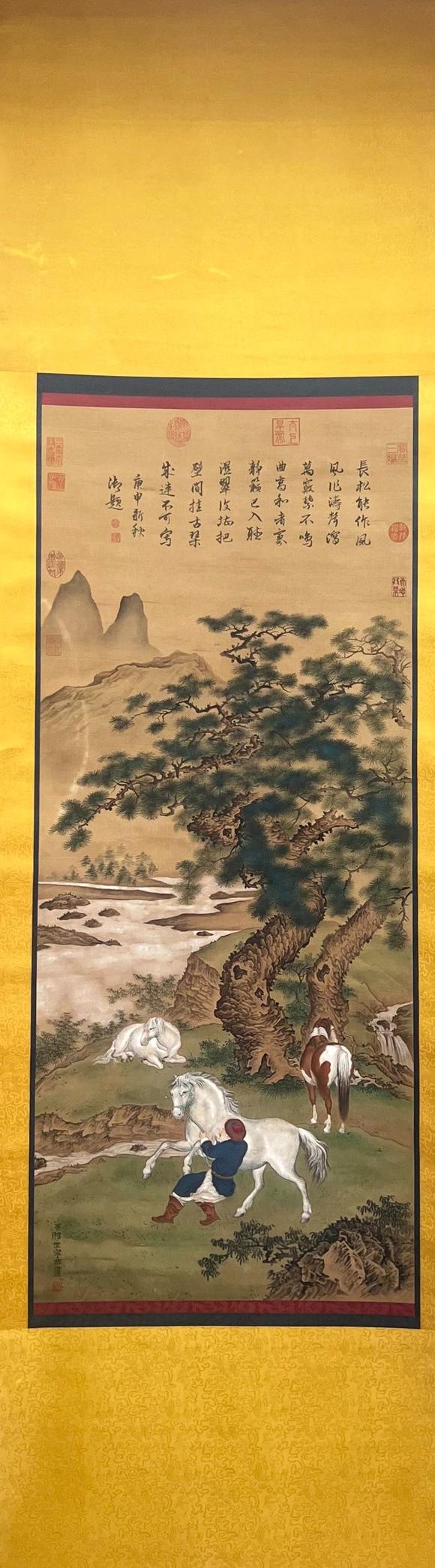 蘭亭古美術(shù)オークション郎世寧 馭馬圖 立軸絹本設(shè)色