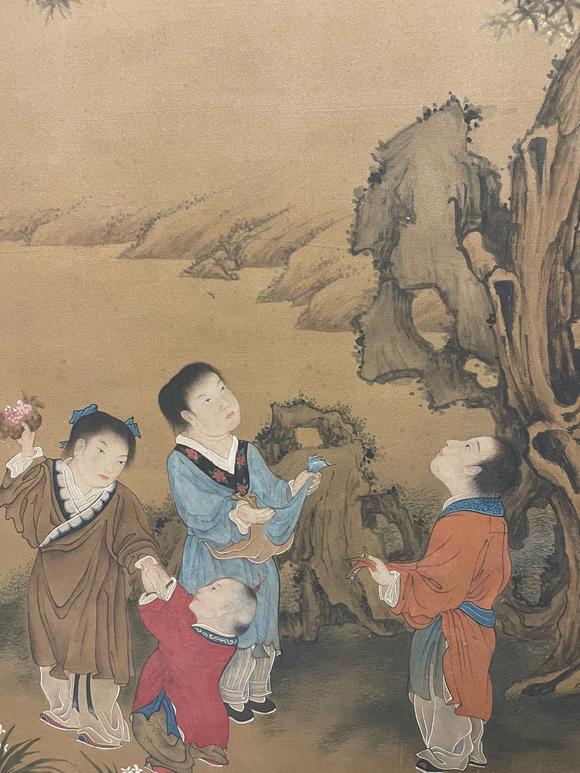 蘭亭古美術(shù)オークション蘇漢臣 摘石榴圖 立軸絹本設(shè)色