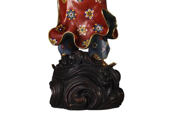 蘭亭古美術(shù)オークション清 銅景泰藍(lán)掐絲琺瑯達(dá)摩一葦渡江造像