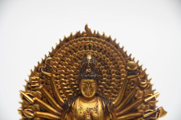 蘭亭古美術オークション明  銅鎏金千手觀音坐像
