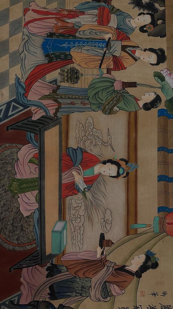 蘭亭古美術(shù)オークション唐伯虎 明代 夜讀圖 長(zhǎng)卷絹本