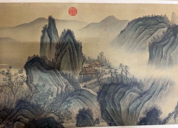 蘭亭古美術(shù)オークション唐寅 溪山積筆圖 立軸絹本設(shè)色