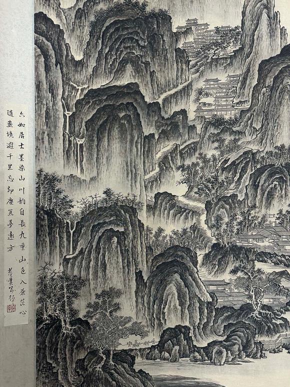 蘭亭古美術オークション唐寅 山水 立軸絹本