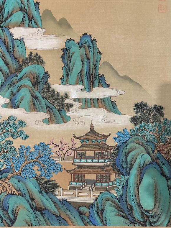 蘭亭古美術(shù)オークション袁江 青綠山水 鏡片絹本