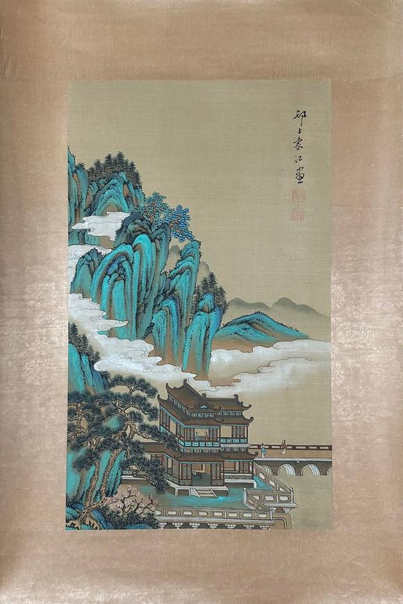 蘭亭古美術(shù)オークション袁江 青綠山水 鏡片絹本