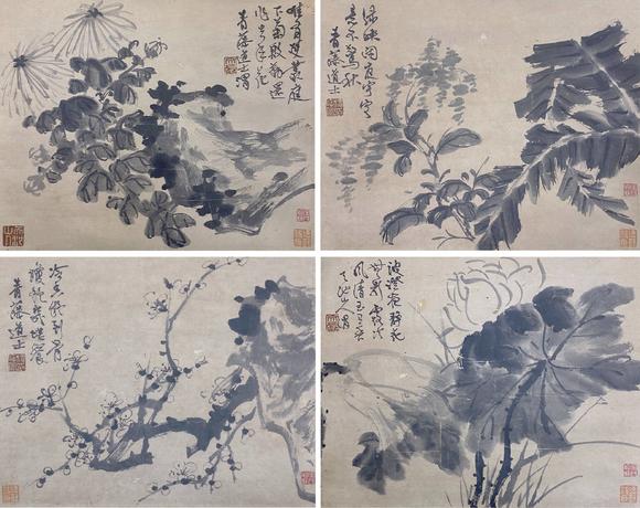 東京SAKURA拍賣（東京櫻花拍賣）徐渭 花卉四條屏