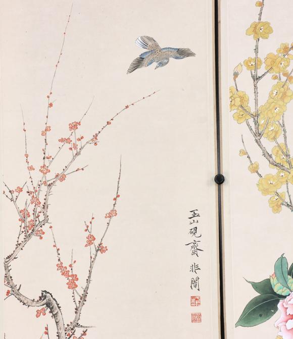 東京共成拍賣於非闇 花鳥六條屏