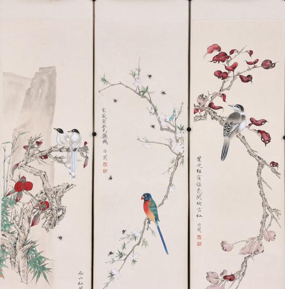 東京共成拍賣於非闇 花鳥六條屏