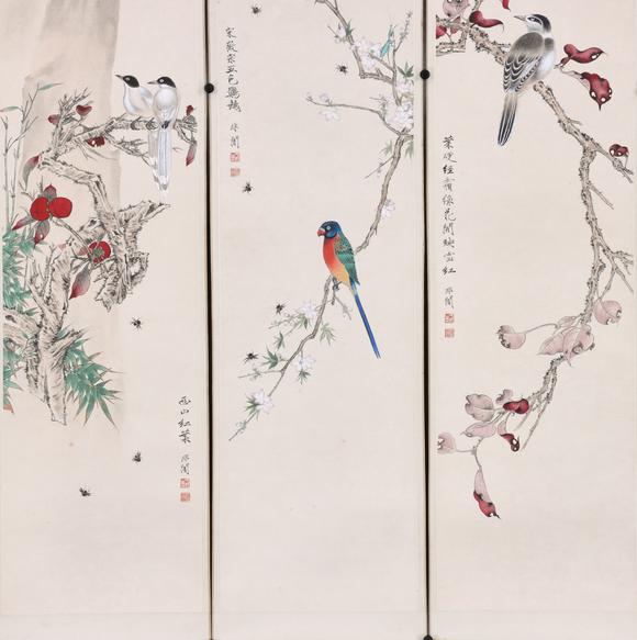 東京共成拍賣於非闇 花鳥六條屏