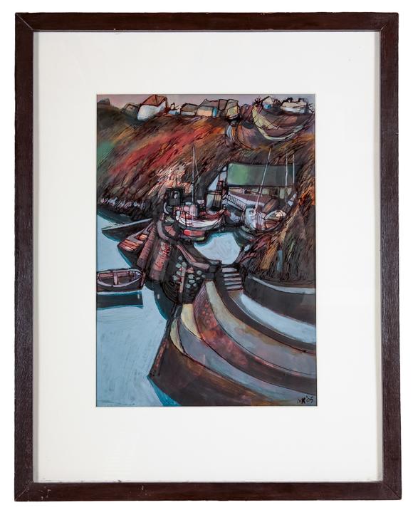 Duke's Auctions Lot 518 ENGLISH SCHOOL, 20TH CENTURY Harbour scene