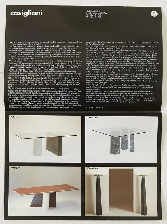 Chiswick AuctionsLella (Italian, 1934-2016) and Massimo Vignelli (Italian, 1931-2014) for Casigliani, Italy
