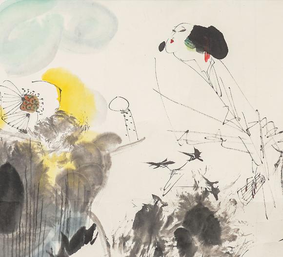 中鴻信王西京（b.1946） 取蓮圖