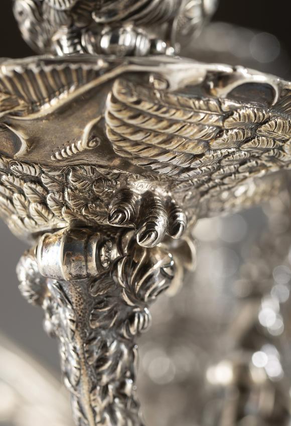 VERITAS Art AuctioneersA pair of George III silver four-light candelabra