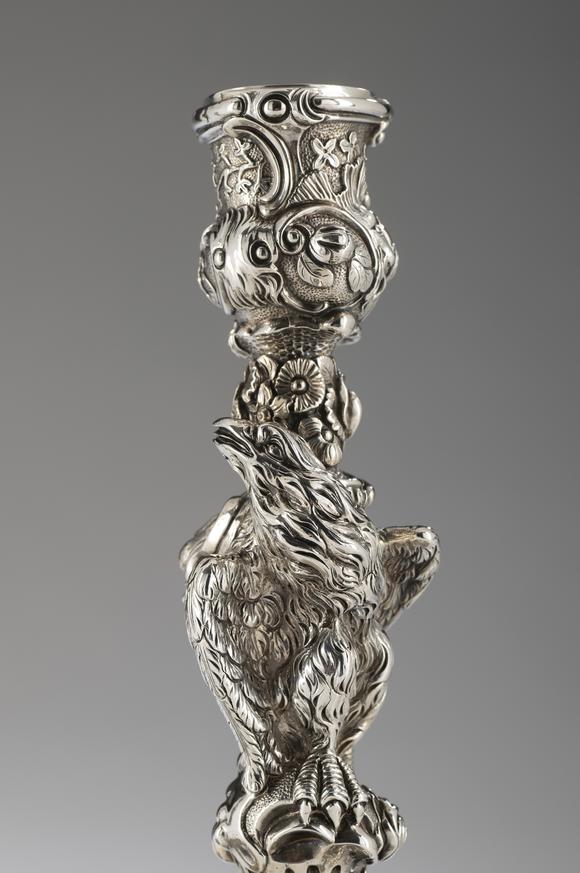 VERITAS Art AuctioneersA pair of George III silver four-light candelabra