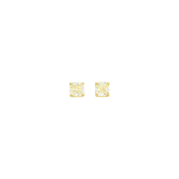 DOYLE Auctioneers & AppraisersPair of Gold, Platinum and Fancy Yellow Diamond Stud Earrings