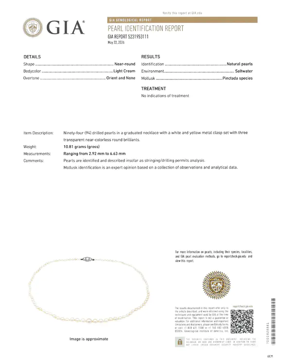 DOYLE Auctioneers & AppraisersNatural Pearl Necklace with Platinum and Diamond Clasp